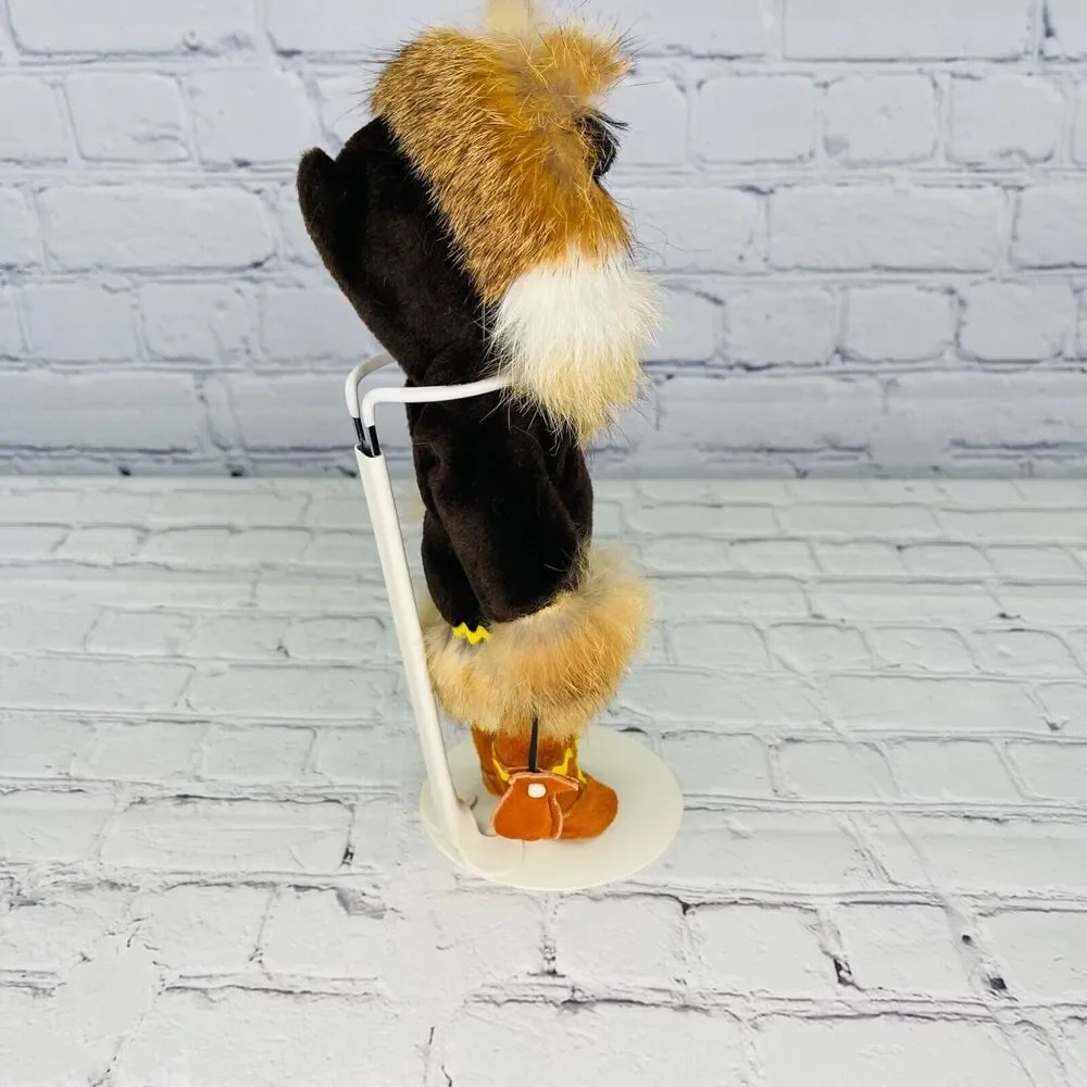 Vintage Artist Eskimo Girl Inuit Doll Native Alaskan Carlson Real Rabbit Fur